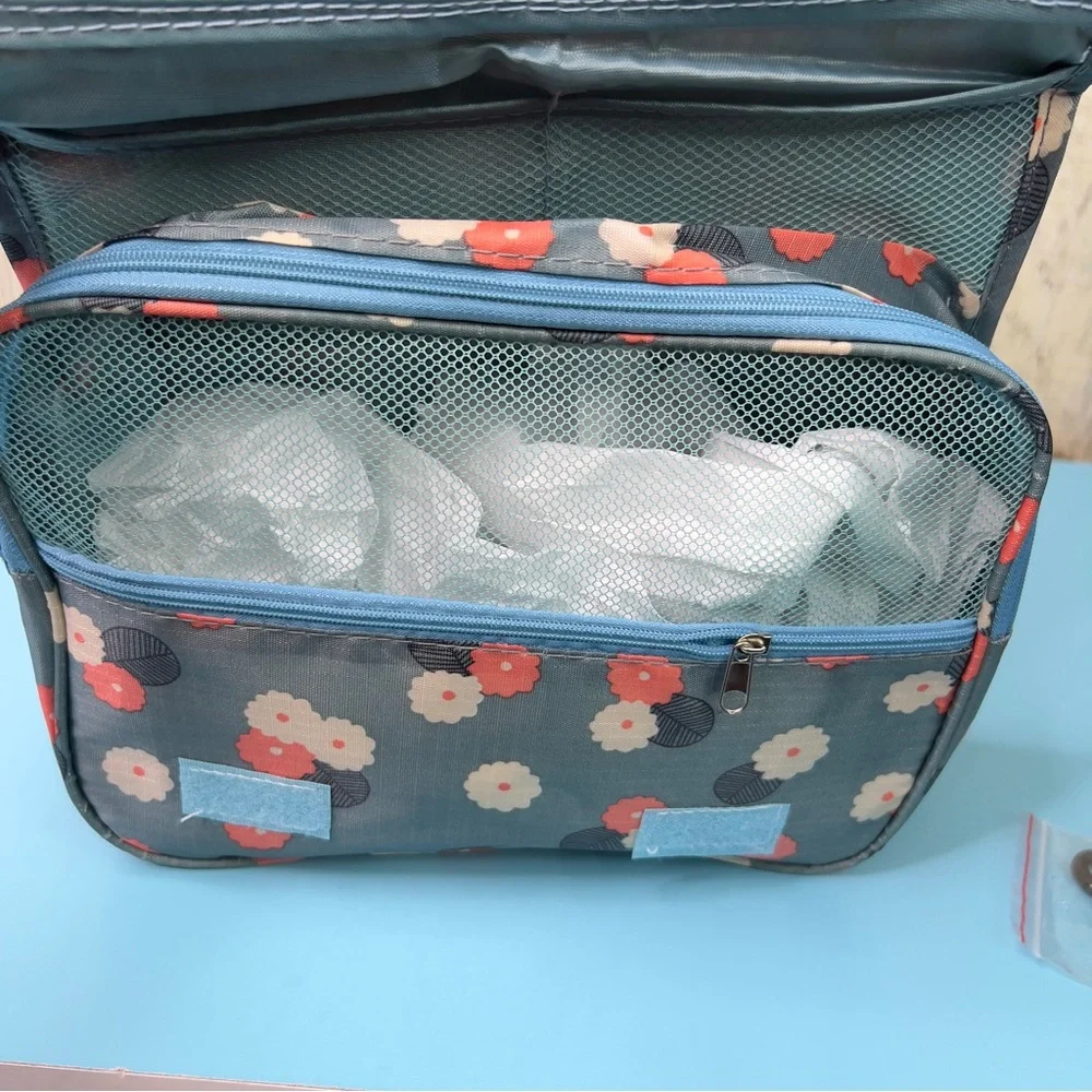 Multicolored Travel Toiletry Pouch with Multiple Pockets 9”x10”x2”
